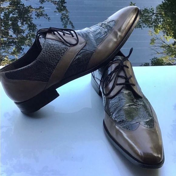 MEZLAN Genuine Ostrich and leather Wingtip Oxfords main image 5